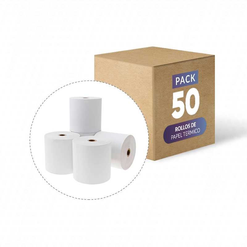 Caja de 50 rollos papel térmico 80 mm x 80 mts