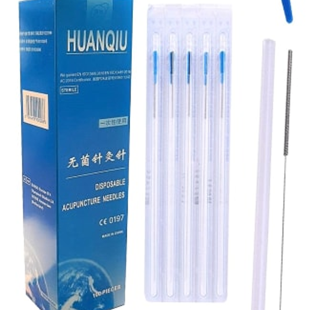 Aguja Huanqiu 0.35x100mm Con Tubo Asa Acero 1