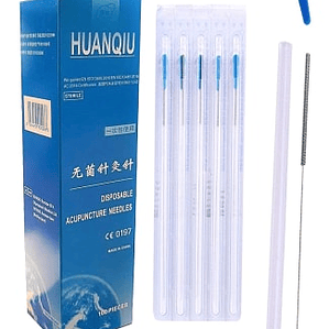 Aguja Huanqiu 0.35x100mm Con Tubo Asa Acero