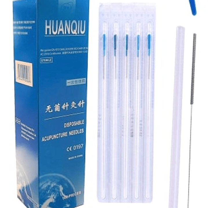 Aguja Huanqiu 0.35x100mm Con Tubo Asa Acero 1