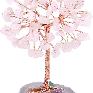 Arbol de la Suerte Feng Shui Cuarzo Rosa