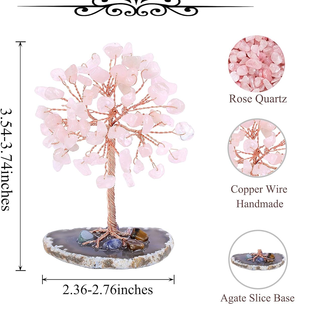 Arbol de la Suerte Feng Shui Cuarzo Rosa 3