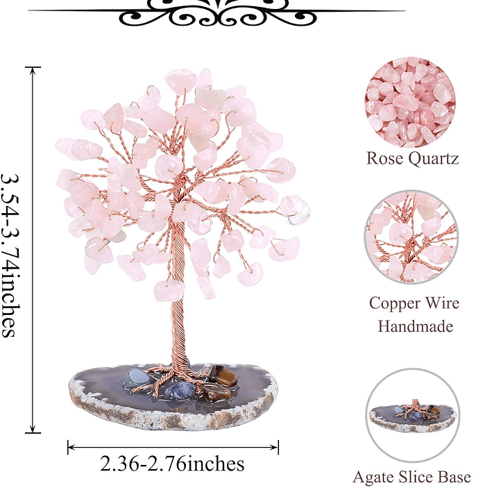 Arbol de la Suerte Feng Shui Cuarzo Rosa 3