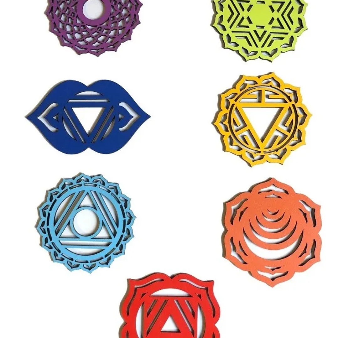 Set Decorativo 7 Chakras – Mandalas Pintados en MDF 1