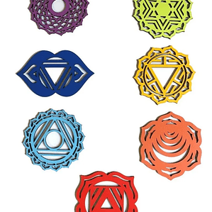 Set Decorativo 7 Chakras – Mandalas Pintados en MDF
