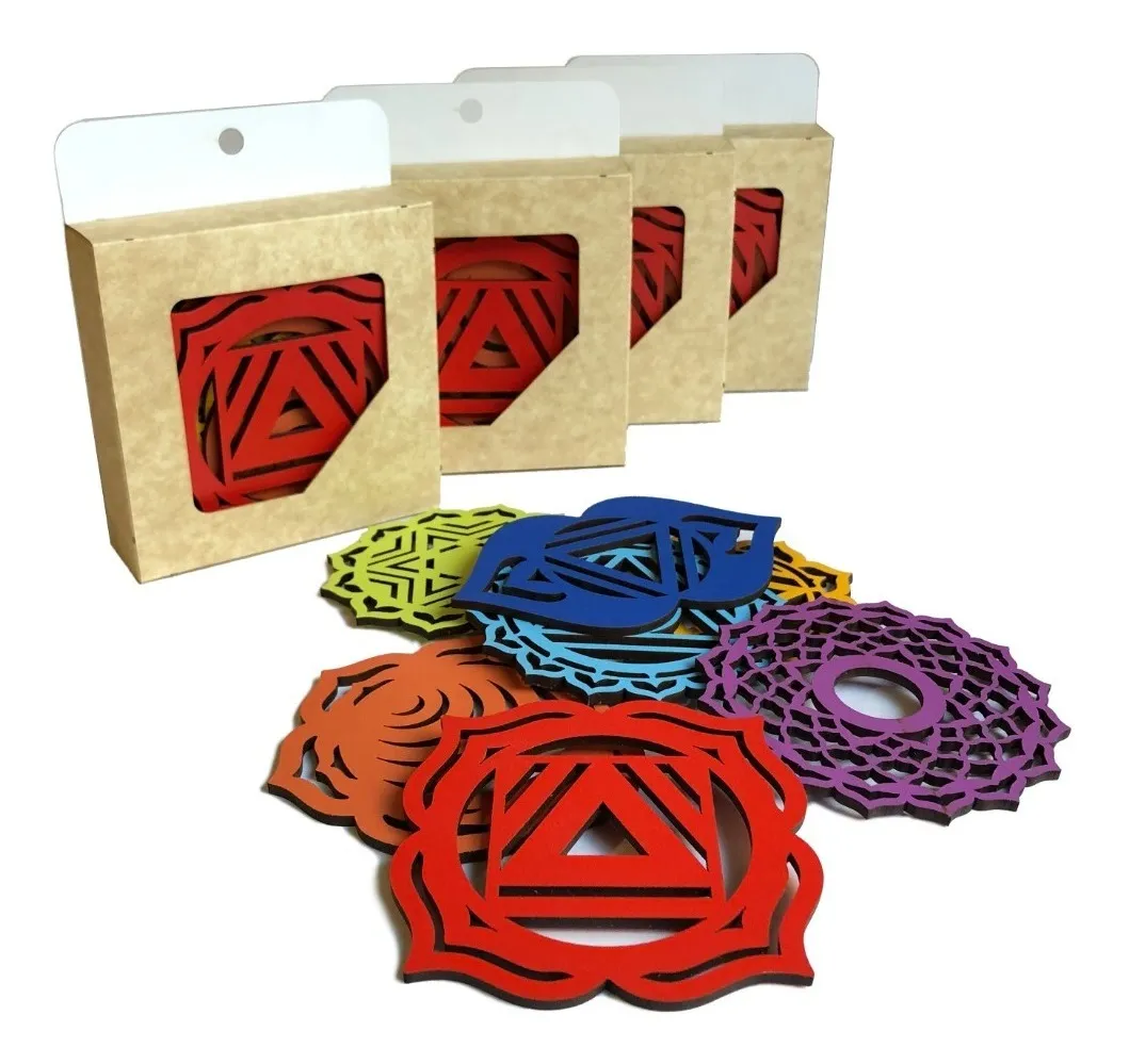 Set Decorativo 7 Chakras – Mandalas Pintados en MDF