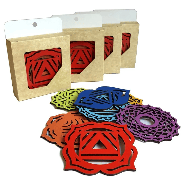 Set Decorativo 7 Chakras – Mandalas Pintados en MDF 2