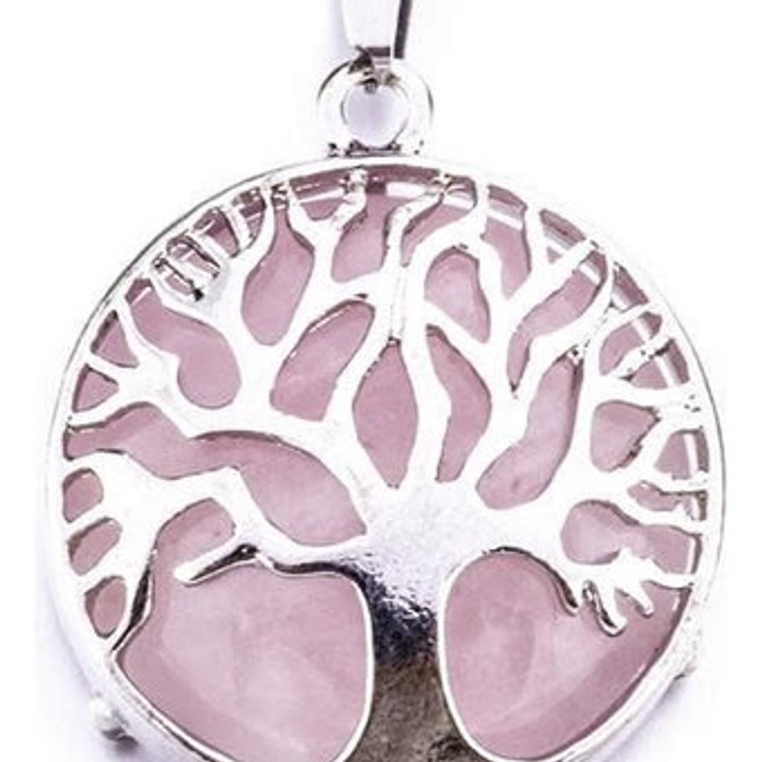 Colgante Árbol De La Vida Cuarzo Rosado 1