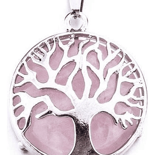 Colgante Árbol De La Vida Cuarzo Rosado