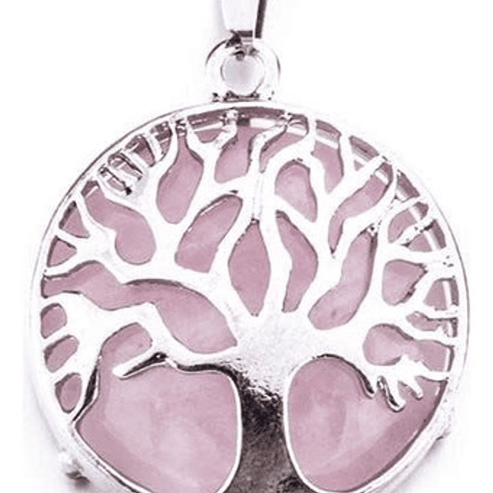 Colgante Árbol De La Vida Cuarzo Rosado 1