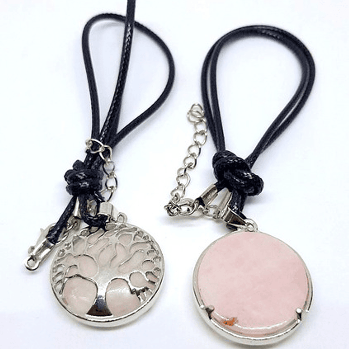Colgante Árbol De La Vida Cuarzo Rosado 2