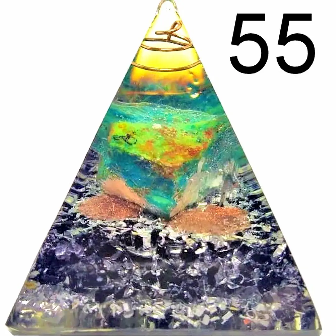 Orgón Pirámide Diseño Único n°55 Piedra Crisocola 1