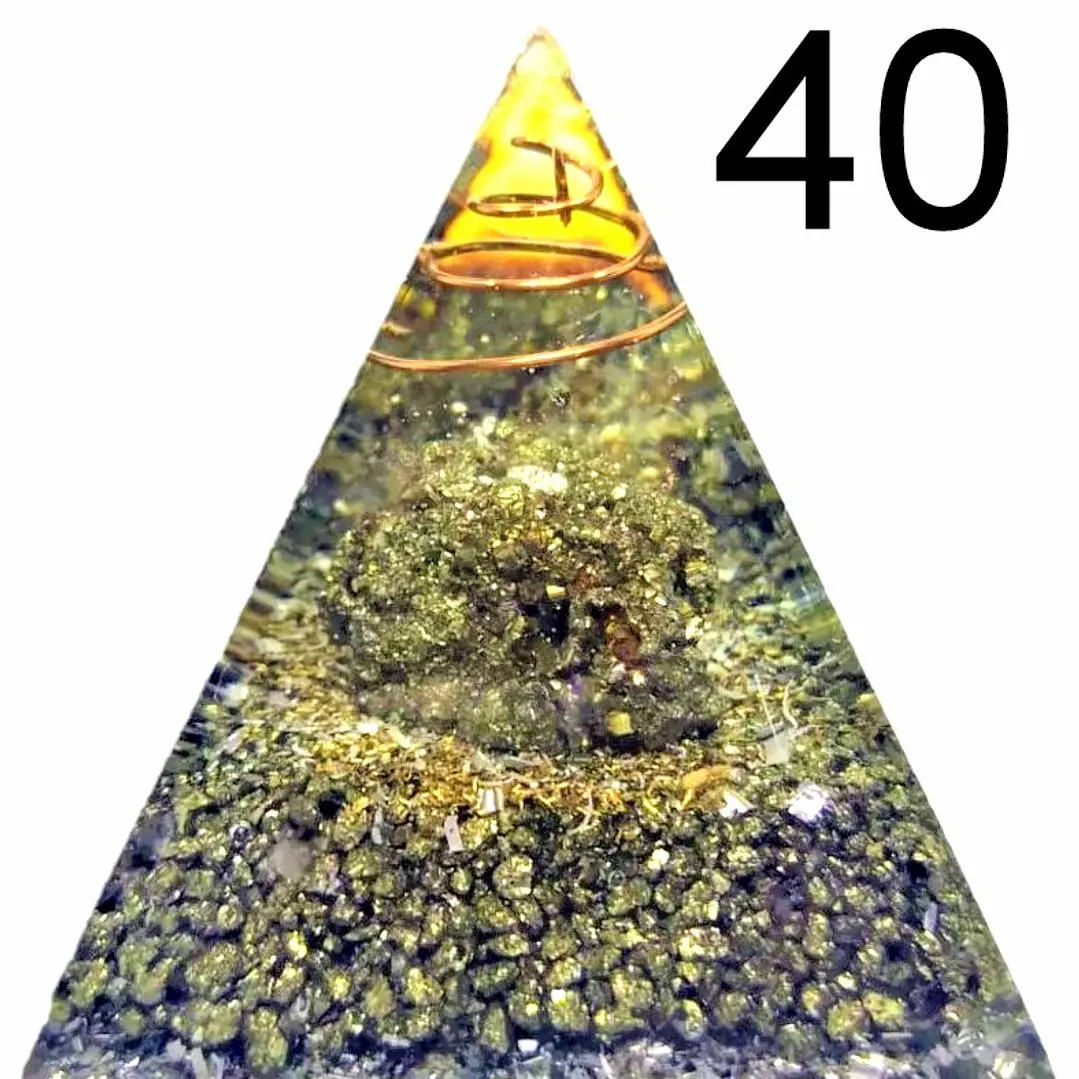 Orgón Pirámide Diseño Único n°40 Piedra Pirita 1