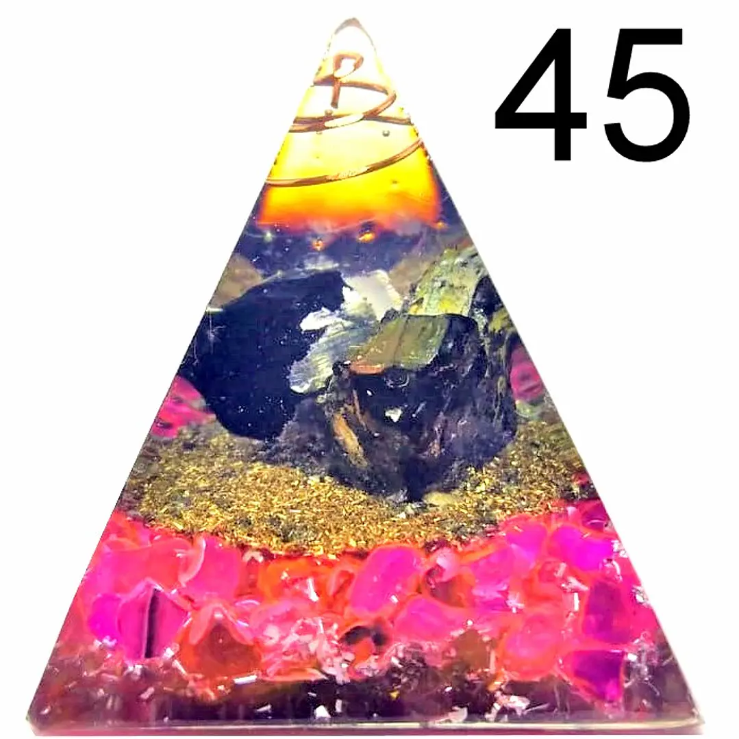 Orgón Pirámide Diseño Único n°45 Piedra Onix Negro 1
