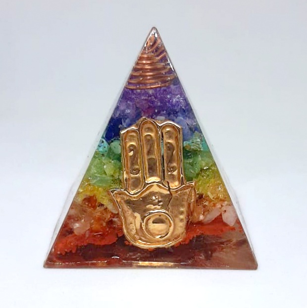 Orgón Pirámide 7 Chakras Mano Fátima 2c