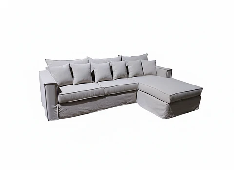 Sofá Seleccional Tapizado 5 Cuerpos + Pouf Cuadrado