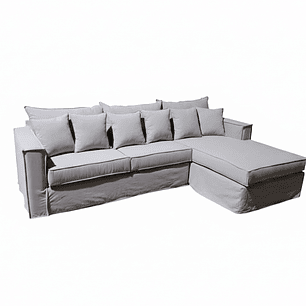 Sofá Seleccional Tapizado 5 Cuerpos + Pouf Cuadrado