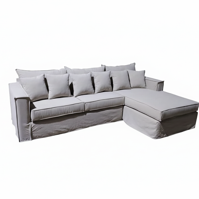 Sofá Seleccional Tapizado 5 Cuerpos + Pouf Cuadrado 1