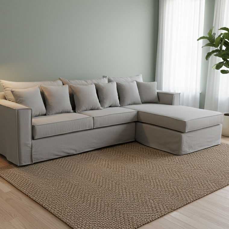 Sofá Seleccional Tapizado 5 Cuerpos + Pouf Cuadrado 2