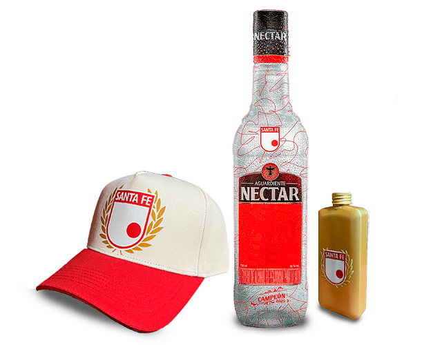 Aguardiente nectar Santa Fe + gorra + petaca pet