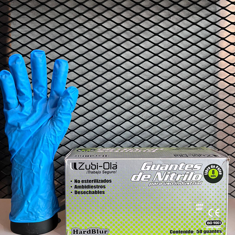 Guante Zubiola Nitrilo Azul 8 Mils x 50 unidades Ref. 11931027/28/29 1