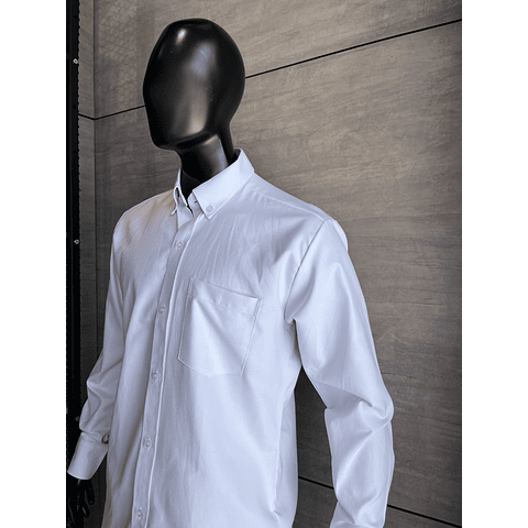 Camisa Oxford Manga Larga Caballero Blanca Ref. 130310