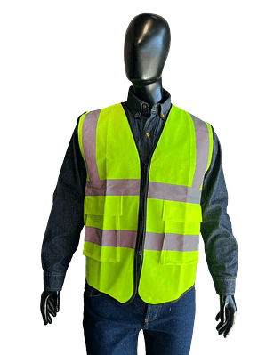 Chaleco Reflectivo Neon con Cremallera y Bolsillos Ref. 80118