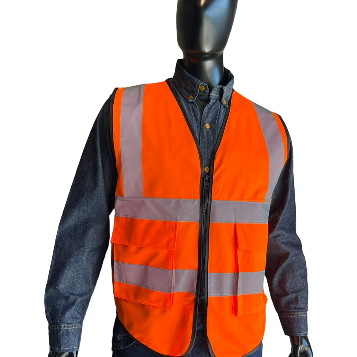 Chaleco Reflectivo Naranja con Cremallera y Bolsillos Ref. 80118 1