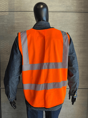 Chaleco Reflectivo Naranja con Cremallera y Bolsillos Ref. 80118