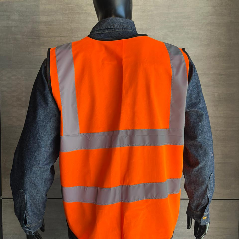 Chaleco Reflectivo Naranja con Cremallera y Bolsillos Ref. 80118 2