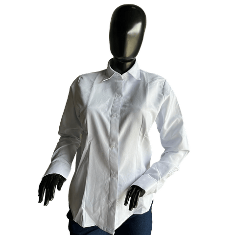 Camisa Oxford Blanca Dama Manga Larga Ref. 130320