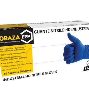 Guante Nitrilo Clay HD Industrial x 50 unidades - Horma pequeña Ref. 3011307