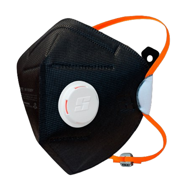 Tapabocas N95 Material Particulado Insafe Negro con Válvula Ref. IN1020V-1 1