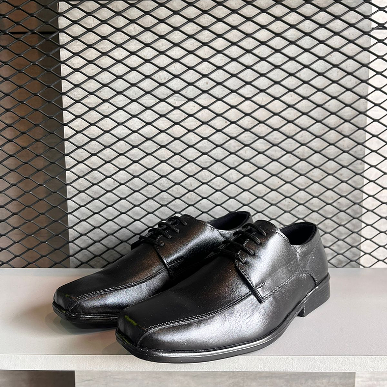 Zapato Caballero Negro Amarrar Cuero con Costura Adelante Ref. 1221 5