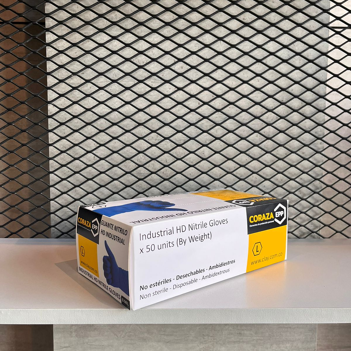 Guante Nitrilo Clay HD Industrial x 50 unidades - Horma pequeña Ref. 3011307 3