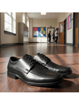 Zapato Caballero Negro Amarrar Cuero con Costura Adelante Ref. 1221