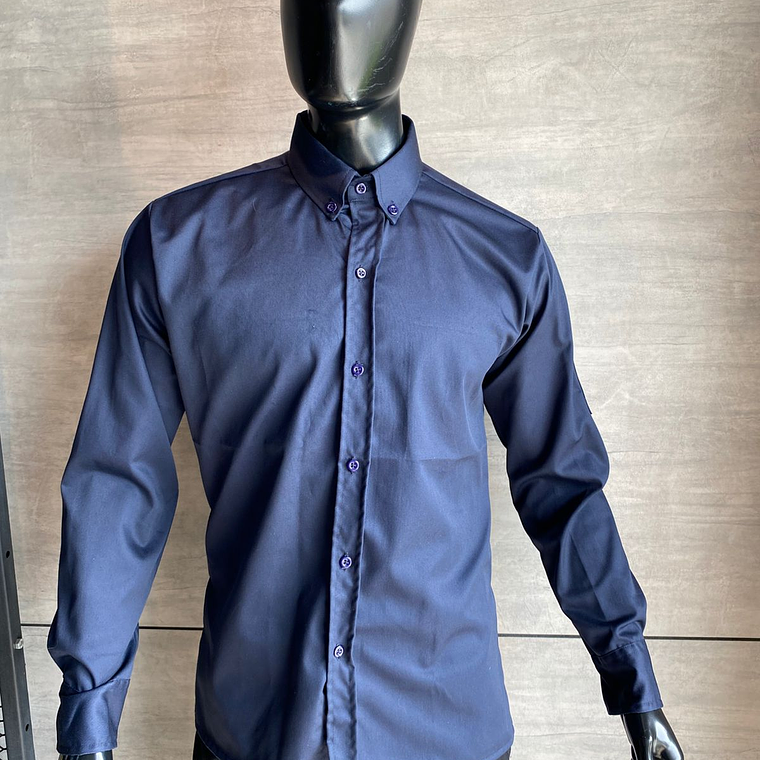 Camisa de cuello dril azul oscuro Ref. 130410 1