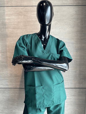 Uniforme Antifluido Cuello V Color Verde Botella Ref. 170270