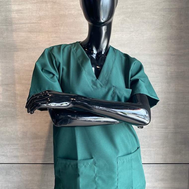 Uniforme Antifluido Cuello V Color Verde Botella Ref. 170270 1