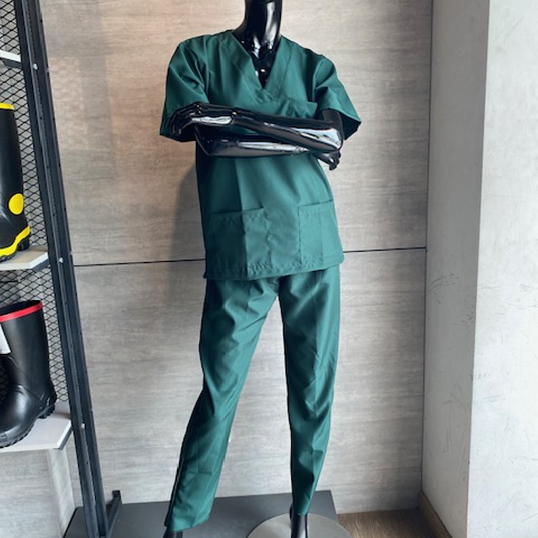Uniforme Antifluido Cuello V Color Verde Botella Ref. 170270 2