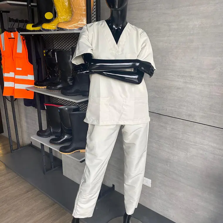 Uniforme Antifluido Cuello V Color Beige Claro Ref. 170270 3