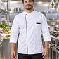 Camisa Tipo Chef Gabardina Blanca Con Embone Negro Ref. 130620 - Miniatura 1