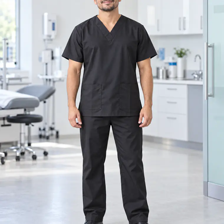 Uniforme Antifluido Cuello V Color Negro Ref. 170240 1