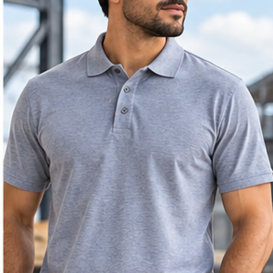 Camiseta Polo Gris Manga Corta Ref. 220170 1