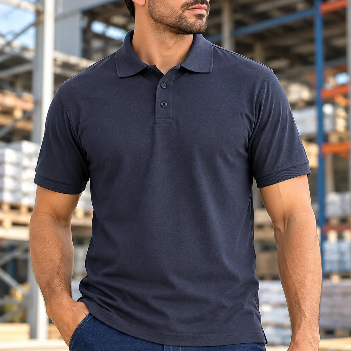 Camiseta Polo Azul Oscuro Manga Corta Ref. 220110 1
