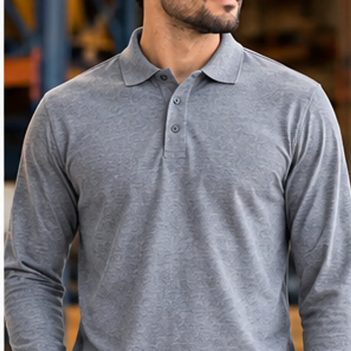 Camiseta Polo Manga Larga Gris Ref. 230170 1