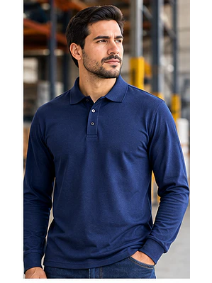 Camiseta Polo Manga Larga Azul Ref. 230110