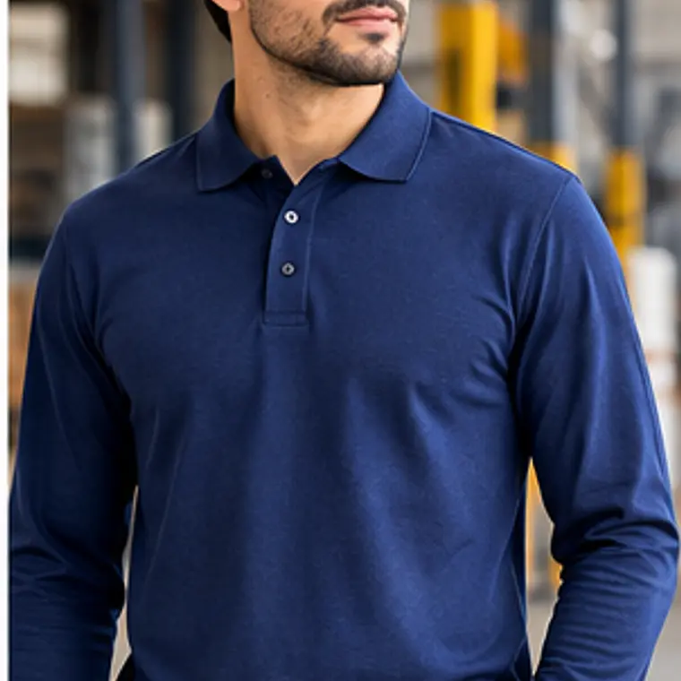 Camiseta Polo Manga Larga Azul Ref. 230110 1
