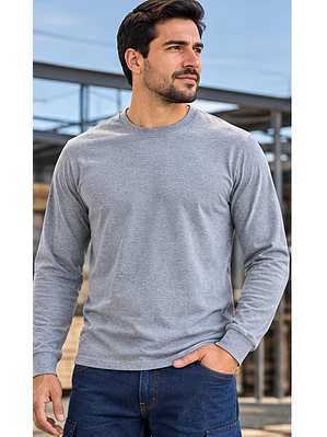 Camiseta Cuello Redondo Manga Larga Gris Oscuro Ref. 210170