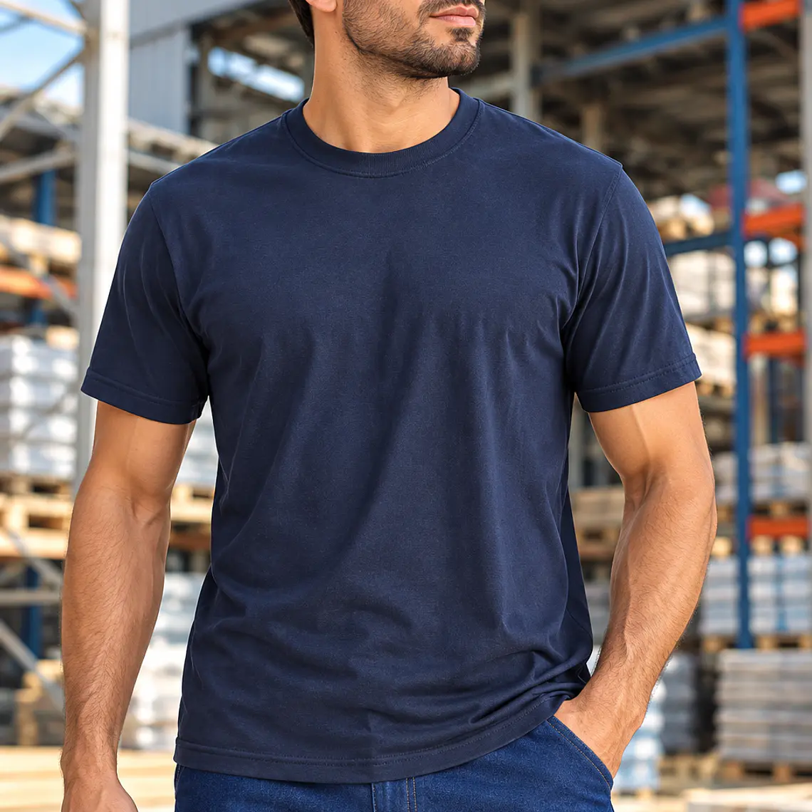 Camiseta Cuello Redondo Azul Oscuro Ref. 200110 1